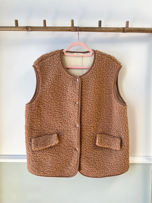 Kara Camel Shearling Vest